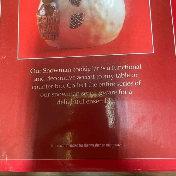 Holiday Time Ceramic Cookie Jar Snowman with Pie‎ Christmas Holiday Decor - Picture 10 of 12